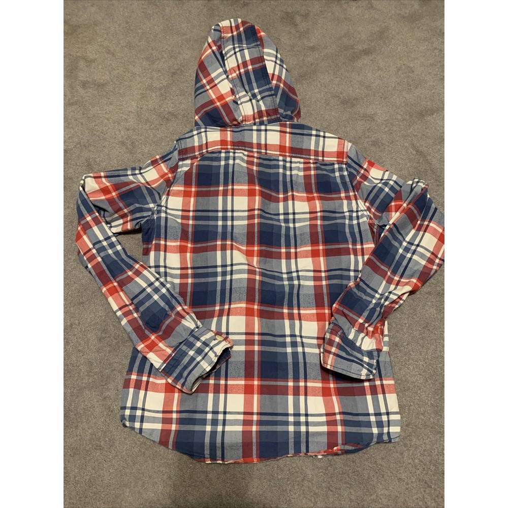 Men's Hollister blue/red plaid button up hoodie -‎ size M - Picture 3 of 3